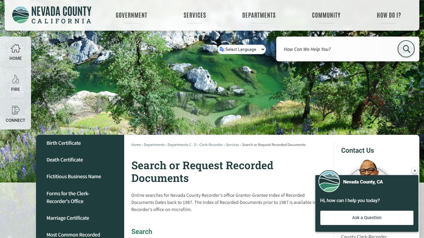 Search or Request Recorded Documents | Nevada County, CA