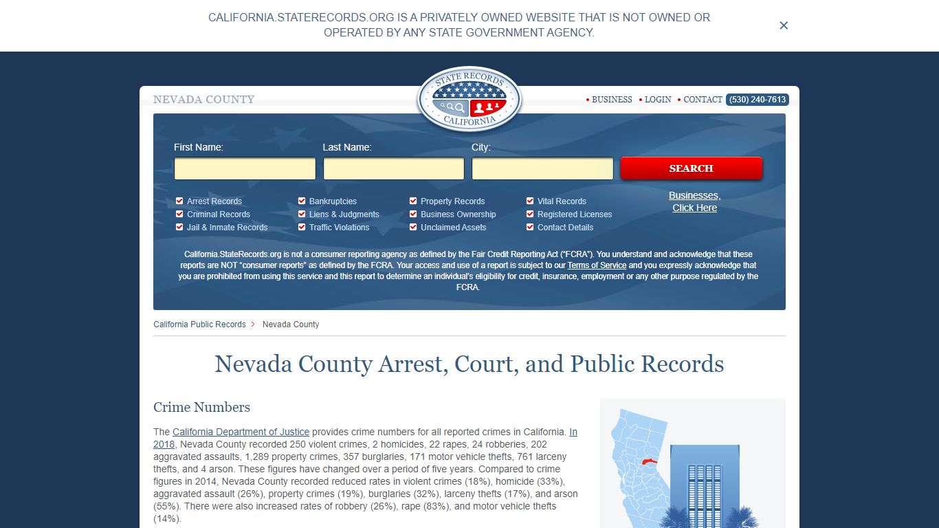 Nevada County Arrest, Court, and Public Records